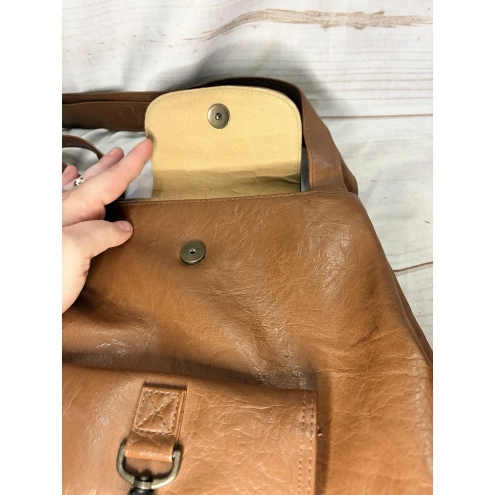 Vintage J.G. Hook Brown Shoulder Bag Multi Pocket Satchel Purse Cognac Tote‎